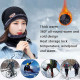 Beanie Hat Scarf Set Neck Cover Winter Warm Fleece Knitted Thick Ski Cap - Black