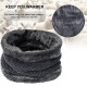 Mens Beanie Hat Scarf Set Neck Cover Winter Warm Fleece Knitted Thick Ski Cap - Grey