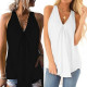 Plus Size Flowy Summer Chiffon Sleeveless Camisole Blouse Ladies Vest Tops Tank White - 3XL