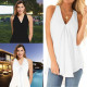 Plus Size Flowy Summer Chiffon Sleeveless Camisole Blouse Ladies Vest Tops Tank White - 3XL