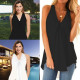 Women Summer Chiffon Sleeveless Camisole Blouse Ladies Vest Tops Tank Plus Size Black - 4XL