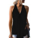 Women Summer Chiffon Sleeveless Camisole Blouse Ladies Vest Tops Tank Plus Size Black - 4XL