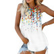 Ladies Beach Vest Top Flowy Tank Top Boho Sleeveless Top Camisole Pleated T Shirts - White 3XL