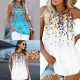 Ladies Beach Vest Top Flowy Tank Top Boho Sleeveless Top Camisole Pleated T Shirts - White 3XL