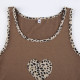 Girls Leopard Print Round Neck Rib Knit Crop Tank Top Sleeveless Slim Fit Top