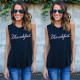 Lady Summer Casual Tank Tops Cap Sleeve - Black