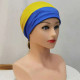 Sports Headband Wide Turban Elastic Stretchy Hair Band for Gym Yoga - Blue+Yellow