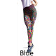 Women Casual Sports Pants Slim Yoga Pants Printed Leggings - Blue XL