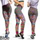 Women Casual Sports Pants Slim Yoga Pants Printed Leggings - Blue XL