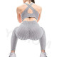 High Waist Gym Honeycomb Trousers Yoga Pants Push Up Leggings - Grey XL