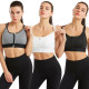 Front Zipper Sports Bras Workout Yoga Shock Proof Bra Tops - Black 4XL