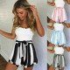 Women Striped Summer Shorts Holiday Beach Ladies High Waisted Hot Pants - XL