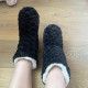 Cute Winter Slippers Couple Floor Socks Non-Slip Velvet Indoor High-Tube Shoes - Black UK Size 7-7.5