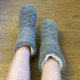 Cute Winter Slippers Couple Floor Socks Non-Slip Velvet Indoor High-Tube Shoes - Black UK Size 7-7.5