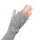 Winter Arm Hand Warmer Knitted Long Fingerless Gloves Soft Mittens for Female - Light Grey