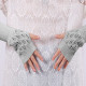 Winter Arm Hand Warmer Knitted Long Fingerless Gloves Soft Mittens for Female - Light Grey