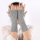 Winter Arm Hand Warmer Knitted Long Fingerless Gloves Soft Mittens for Female - Light Grey