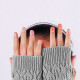 Winter Arm Hand Warmer Knitted Long Fingerless Gloves Soft Mittens for Female - Light Grey