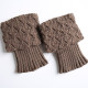 Girls Short Leg Warmers Crochet Cuffs Ankle Toppers Knitted Trim Boot Socks - Khaki