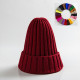 Chunky Ribbed Beanie Hat Plain Mens Womens Knitted Winter Knit Cap - Red