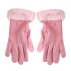 Ladies Winter Gloves Fleece Suede Warm Soft Fur Lined Thermal Gloves Touch Screen Gloves - Pink