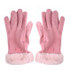 Ladies Winter Gloves Fleece Suede Warm Soft Fur Lined Thermal Gloves Touch Screen Gloves - Pink