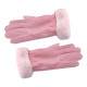 Ladies Winter Gloves Fleece Suede Warm Soft Fur Lined Thermal Gloves Touch Screen Gloves - Pink