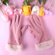 Ladies Winter Gloves Fleece Suede Warm Soft Fur Lined Thermal Gloves Touch Screen Gloves - Pink