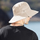 Wide Brim Summer UV Protection Sun Hat Safari Boonie Hat Foldable Fishing Hat with Adjustable Chin Strap - Beige