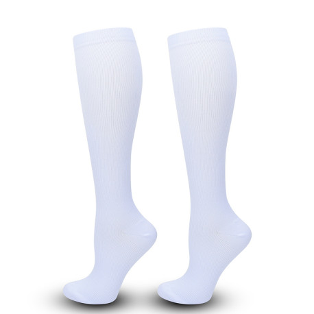 Unisex Anti-Fatigue Sport Compression Socks Varicose Vein Stocking One Pair - White L/XL