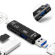 3in1 USB 3.0 Type-C Micro USB Combo SD TF Memory Sync Card Reader OTG Adapter - Black