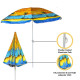 1.8m Beach Parasol Garden Parasol Sunshade for Outdoor Terrace - Palm Trees