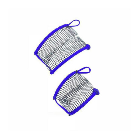 20 Tooth Vintage Banana Hair Clip Stretchable Comb - Royal Blue