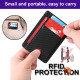 Men Anti-scan leather Slim ID Credit Card Holder RFID Blocking Thin Wallet - Black