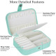 Mini Small Organizer Portable Display Storage Case for Women Earrings Rings Leather Jewelry Box - Green