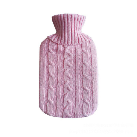 2L PVC Large Hot Water Bottle Quality Hot Water Bottles Body Warmer Hand Warmer with Arran Knitted Cover - Pink