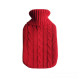 2L PVC Large Hot Water Bottle Quality Hot Water Bottles Body Warmer Hand Warmer with Arran Knitted Cover - Red