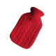 2L PVC Large Hot Water Bottle Quality Hot Water Bottles Body Warmer Hand Warmer with Arran Knitted Cover - Red