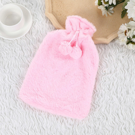 2L Large Hot Water Bottle Quality Hot Water Bottles Body Warmer Hand Warmer with Soft Warm Plushy Cover - Pink