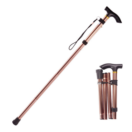 Easy Fold Walking Stick Extendable Walking Cane Walking Aid Sticks for Elderly Men Women - Brown