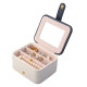 Creative Small Jewelry Box Multilayer Portable Travel Jewelry Box Leather Earrings Storage Box - White