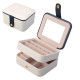 Creative Small Jewelry Box Multilayer Portable Travel Jewelry Box Leather Earrings Storage Box - White