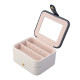 Creative Small Jewelry Box Multilayer Portable Travel Jewelry Box Leather Earrings Storage Box - White