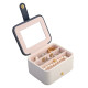 Creative Small Jewelry Box Multilayer Portable Travel Jewelry Box Leather Earrings Storage Box - White