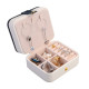 Creative Small Jewelry Box Multilayer Portable Travel Jewelry Box Leather Earrings Storage Box - White