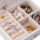 Creative Small Jewelry Box Multilayer Portable Travel Jewelry Box Leather Earrings Storage Box - White