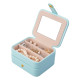 Creative Small Jewelry Box Multilayer Portable Travel Jewelry Box Leather Earrings Storage Box - Light Blue