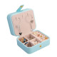 Creative Small Jewelry Box Multilayer Portable Travel Jewelry Box Leather Earrings Storage Box - Light Blue