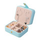 Creative Small Jewelry Box Multilayer Portable Travel Jewelry Box Leather Earrings Storage Box - Light Blue