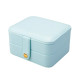 Creative Small Jewelry Box Multilayer Portable Travel Jewelry Box Leather Earrings Storage Box - Light Blue